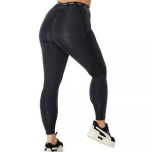 Yitty Lizzo Spotlight Ruched Silver Glitter Sparkle Black Leggings Plus Size 3X